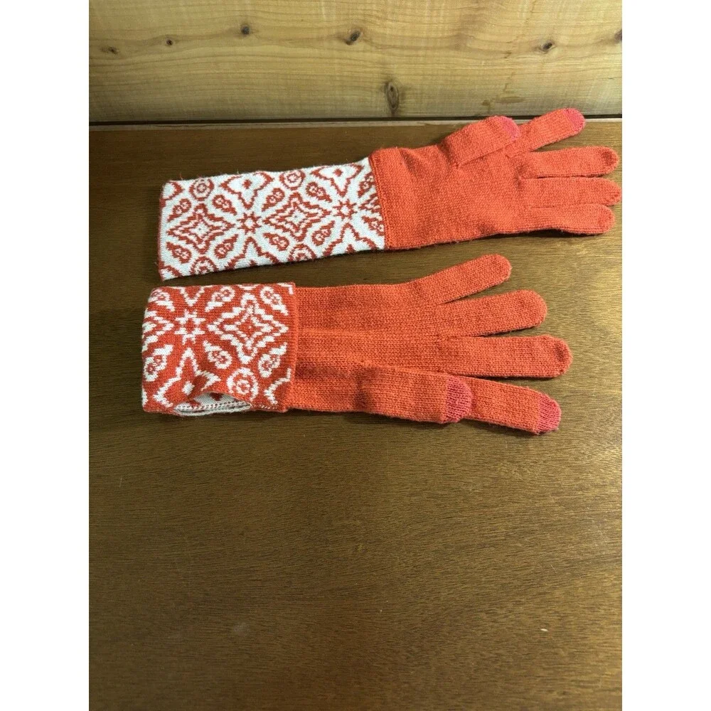 Vera Bradley Gloves Orange Silhouette Pattern Tech Long Foldable Versatile Soft